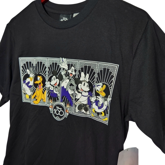 Disney 100th Anniversary Black Art Deco Mickey & Friends T-Shirt (Size S) NWT - Picture 5 of 10